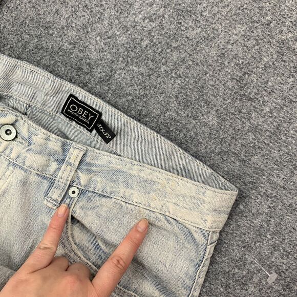 Obey Jeans Womens 31 Acid Wash Debbie Fit Low Waist Skinny Leg Zipper Pockets - Picture 11 of 14